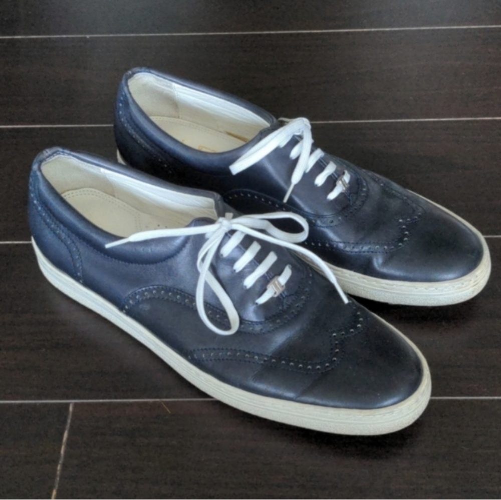 Salvatore Ferragamo luxury designer shoes in navy blue, size 8.5
